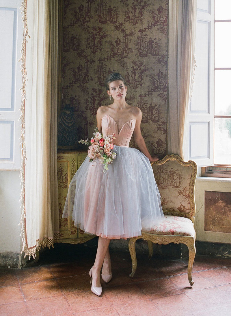 Vintage Pink And Grey Tulle Bridal Dress | Florence - Emily Riggs 