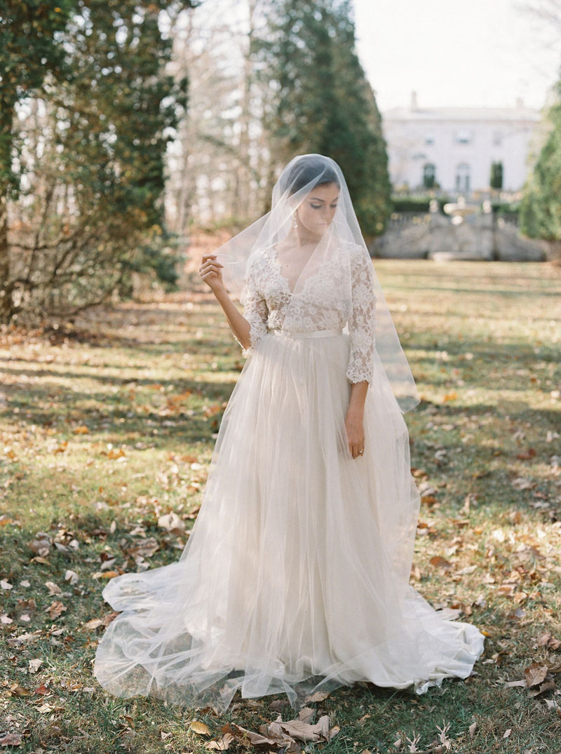 Ivory Silk Tulle Wedding Bridal Veil | Ethereal - Emily Riggs 