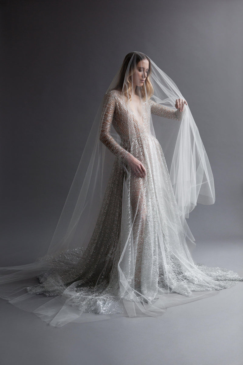 Ivory Cathedral Length Wedding Bridal Veil  | Oversized Veil - Emily Riggs 
