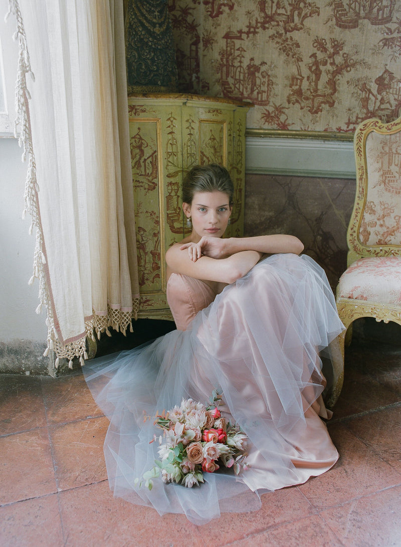 Vintage Pink And Grey Tulle Bridal Dress | Florence - Emily Riggs 