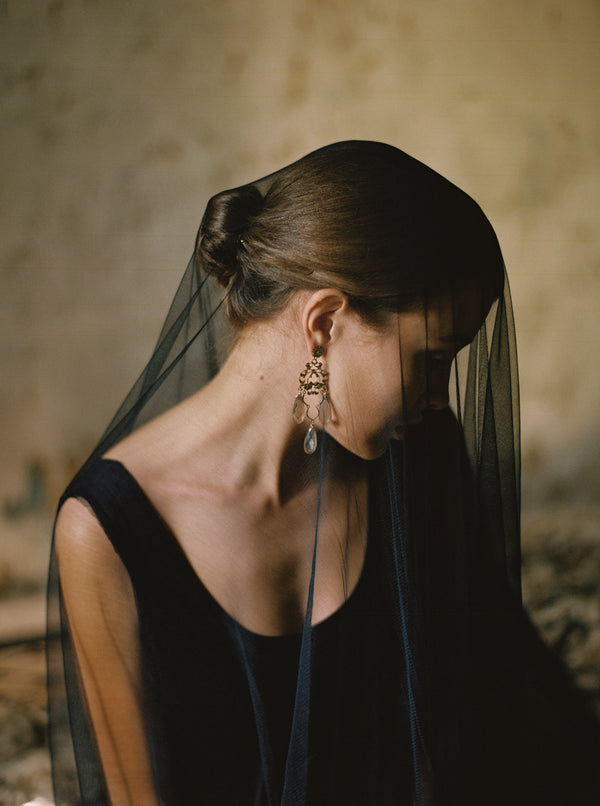 Black Silk Tulle Wedding Veil | Gossamer - Emily Riggs 