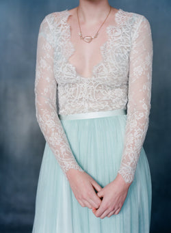 Mint Silk Tulle Skirt and Ivory Lace Top Delphina Skirt - Emily Riggs 