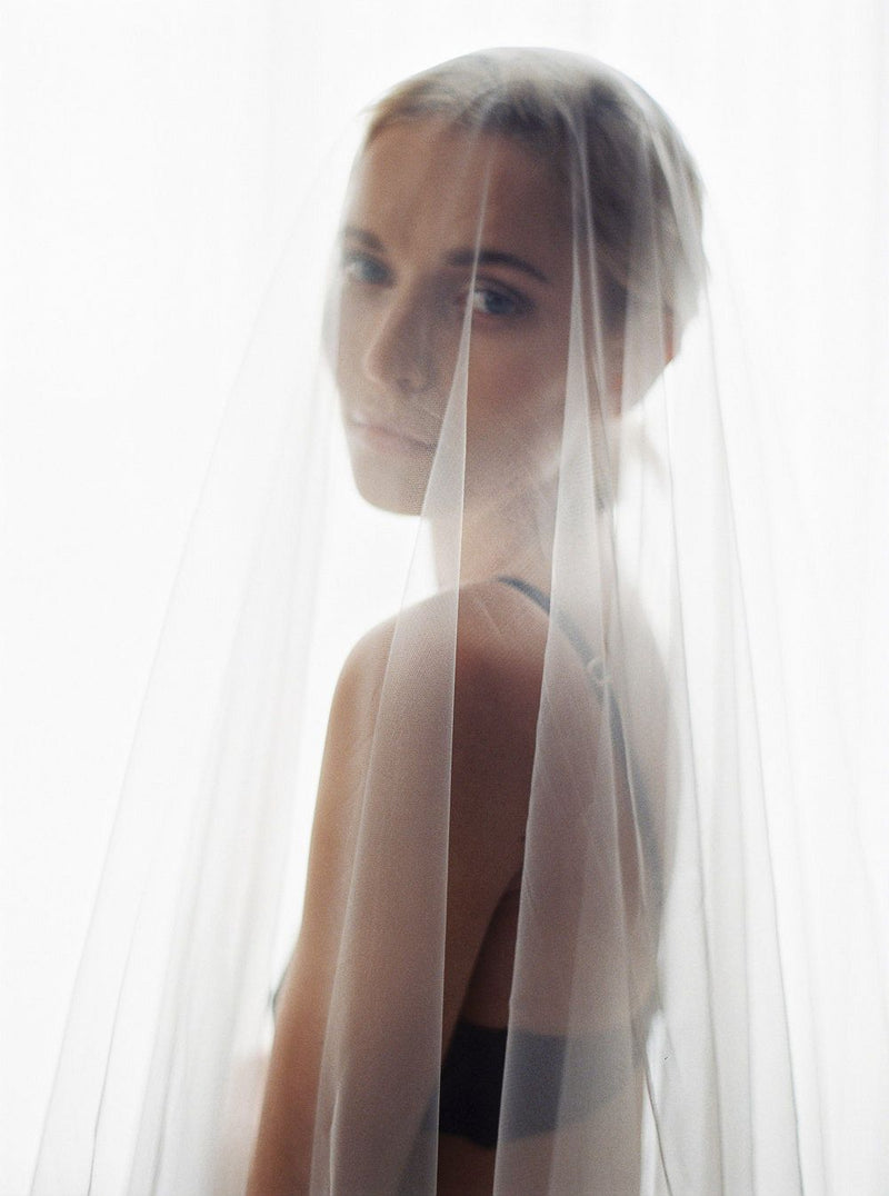 Champagne French Silk Tulle Bridal Wedding Veil  Gossamer - Emily Riggs 