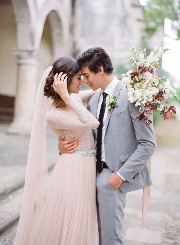 Blush French Silk Tulle Bridal Wedding Veil 